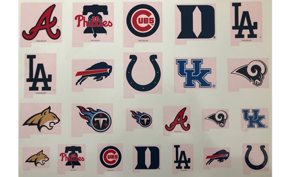Licensed sports logo organic decals